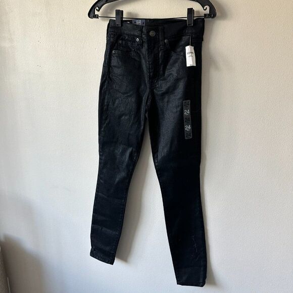 GAP Black Coated High Rise True Skinny Jeans with Washwell - Size 24-00R - Picture 10 of 16